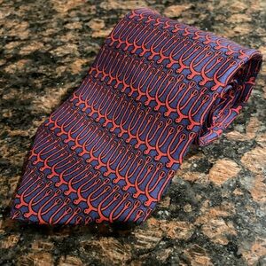 Hermes Blue and Red Patterned Tie